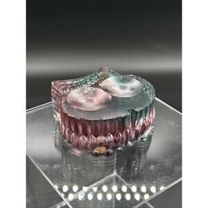 Vintage Signed Purple Owl Glass Paperweight Art, 2005